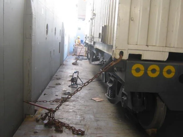 Generator wagon hold chain lashing